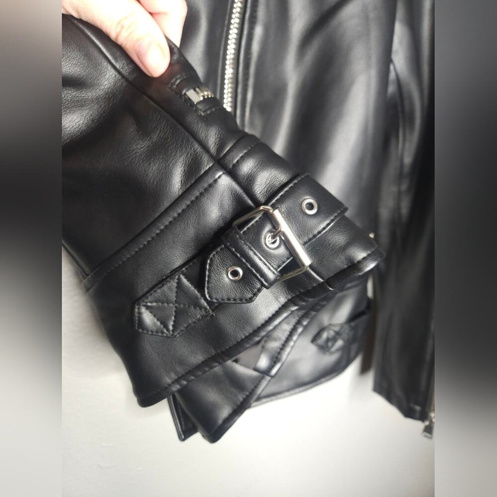 Zara Faux Leather Biker Jacket Motto Jacket View 6